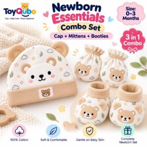 Combo Set of Cap, Mittens, Booties