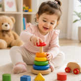 Baby playing with stacker
