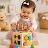 Baby with activity cube