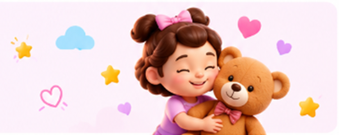 Girl hugging teddy bear