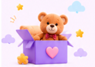 Teddy bear in a gift box